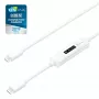 j5create JUCP14 Cable USB-C™ 2.0 a USB-C™ con medidor de potencia OLED dinámico, Blanco, 1,2 m