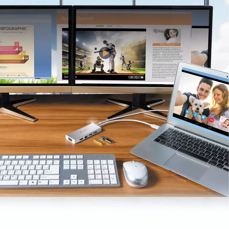 j5create JUD380 Mini dock USB™ 3.0, 1x HDMI y 3x puertos USB, Plata