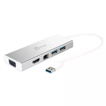 j5create JUD380 Mini dock USB™ 3.0, 1x HDMI y 3x puertos USB, Plata