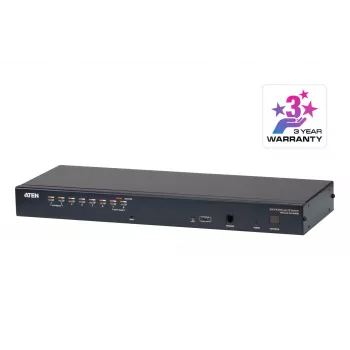 ATEN conmutador KVM-over-IP 8 puertos CAT5e/6, 1920 x 1200 píxeles, Ethernet LAN, WUXGA, 8,7 W, negro