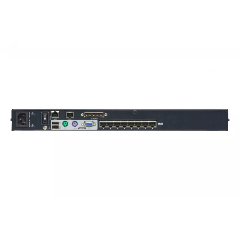 ATEN KH1508AI-AX-G conmutador KVM sobre IP de 8 puertos Cat5e/6 de alta densidad, VGA, USB/PS/2, 1920 x 1200 (WUXGA), montaje en rack 1U, negro
