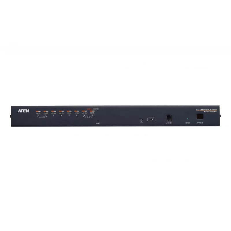 ATEN KH1508AI-AX-G conmutador KVM sobre IP de 8 puertos Cat5e/6 de alta densidad, VGA, USB/PS/2, 1920 x 1200 (WUXGA), montaje en rack 1U, negro