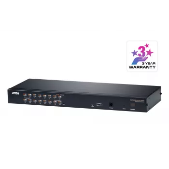 ATEN conmutador KVM over IP 16 puertos CAT5e/6, 1920 x 1200 píxeles, Ethernet LAN, WUXGA, 8,9 W, negro