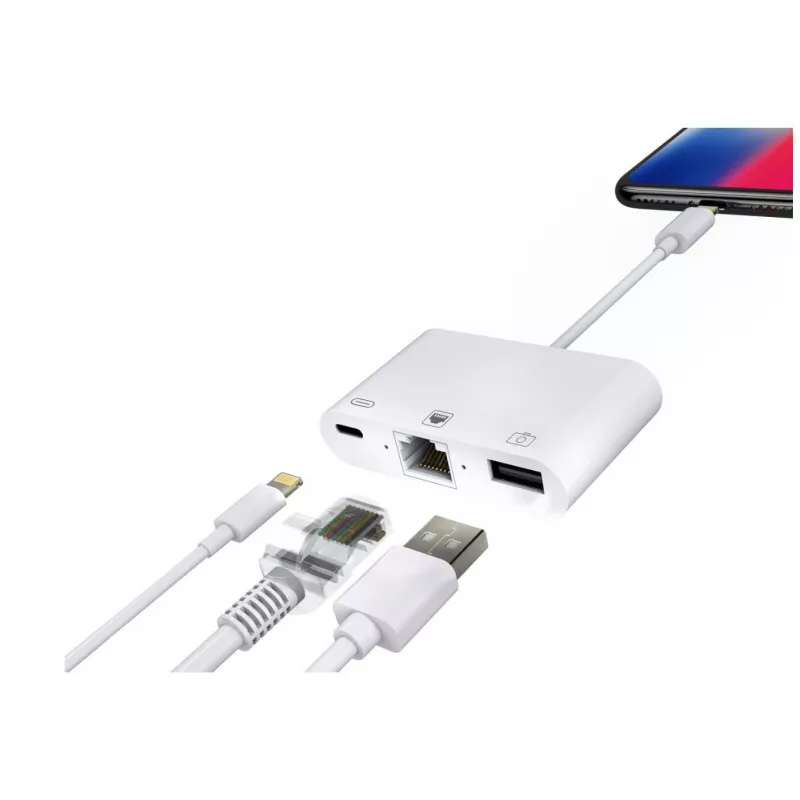 Microconnect LIGHT-HUB2 dock/duplicador de puertos para portátil Lightning blanco