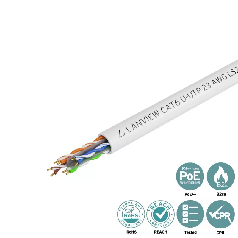 Cable de red Lanview LVN122114 305 m Cat6 U/UTP 10000 Mbit/s blanco