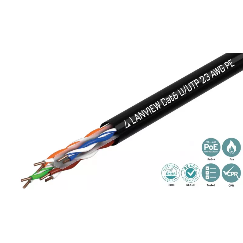 Cable de red Lanview LVN122151 negro 305 m Cat6 U/UTP UTP 10000 Mbit/s