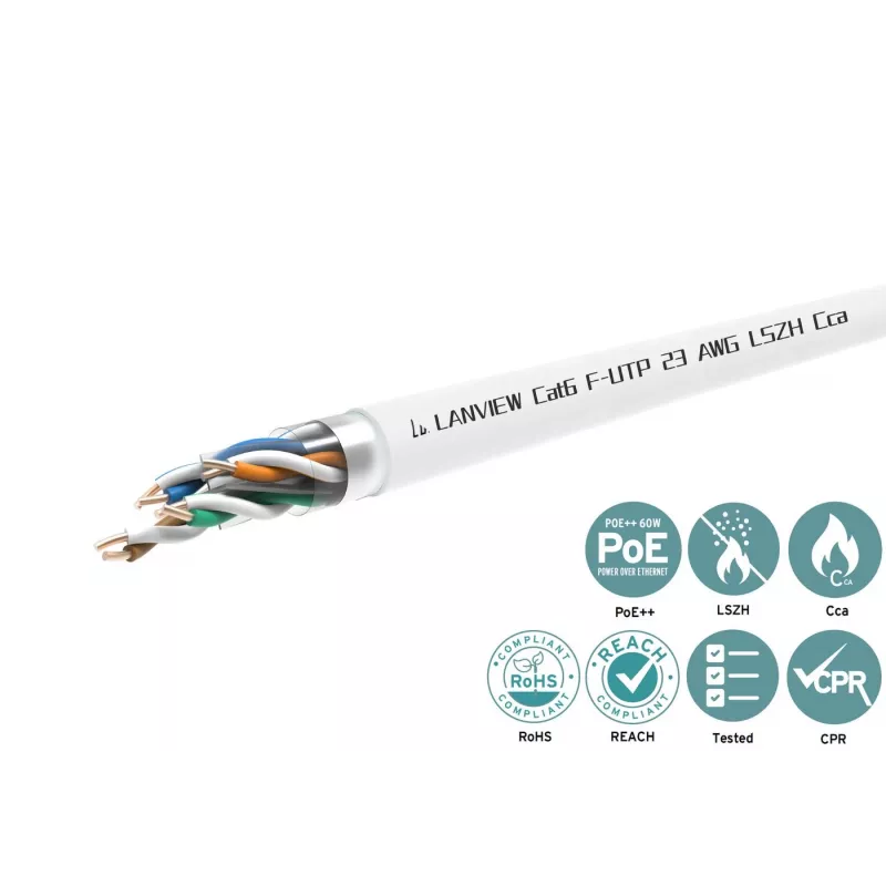 Cable de red Cat6 F-UTP 4x2xAWG23 LSZH blanco 305 m