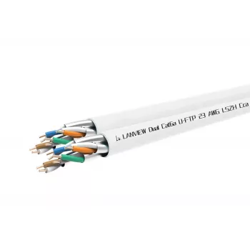 Cable de red dual Cat6a U-FTP 4x2xAWG23 LSZH blanco