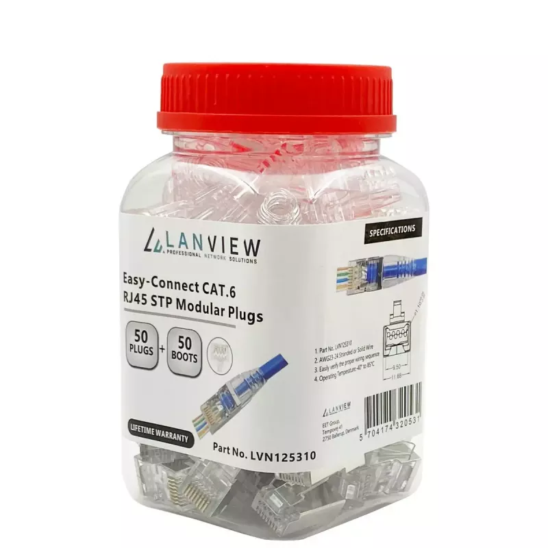 Lanview LVN125310 Conector de cable RJ45, transparente