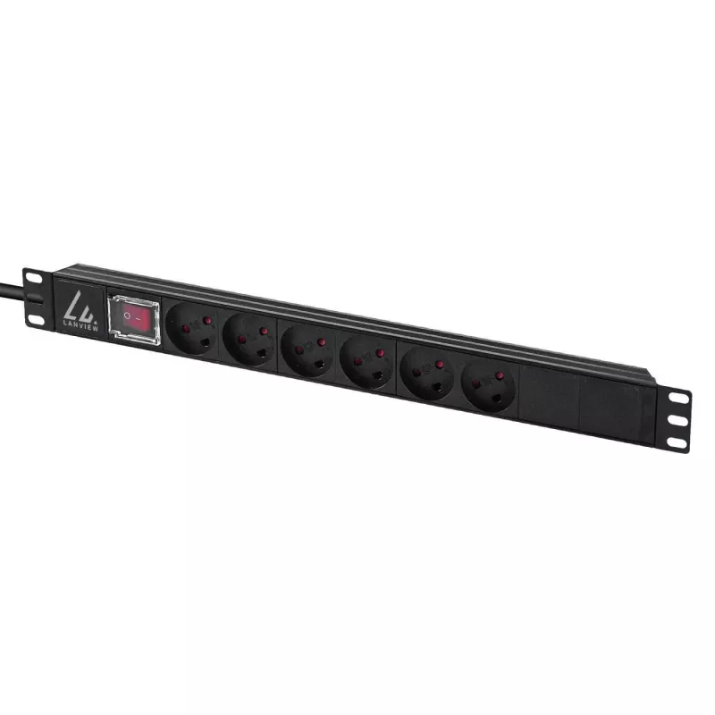 Lanview LVR-3MDK-SW-DK6 regleta para rack de 19 pulgadas, 1U, 13 A, con interruptor de encendido/apagado
