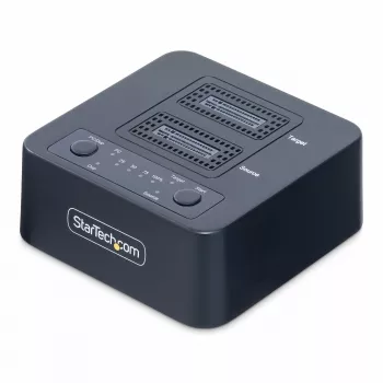 StarTech.com Duplicador de unidades M.2 NVMe 1:1, clonador/copiador de SSD M.2 autónomo de hasta 90 GB/min, dock de unidades de doble bahía M.2 USB 3.2 20 Gbit/s, cable USB-C/A incluido