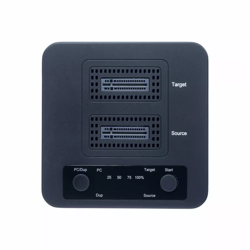 StarTech.com M2-HDD-DUPLICATOR-N1 duplicador y base independiente 1:1 para unidades M.2 NVMe (PCIe), hasta 90 GB/min, USB-C 20 Gbps, de dos bahías, compatible con TAA