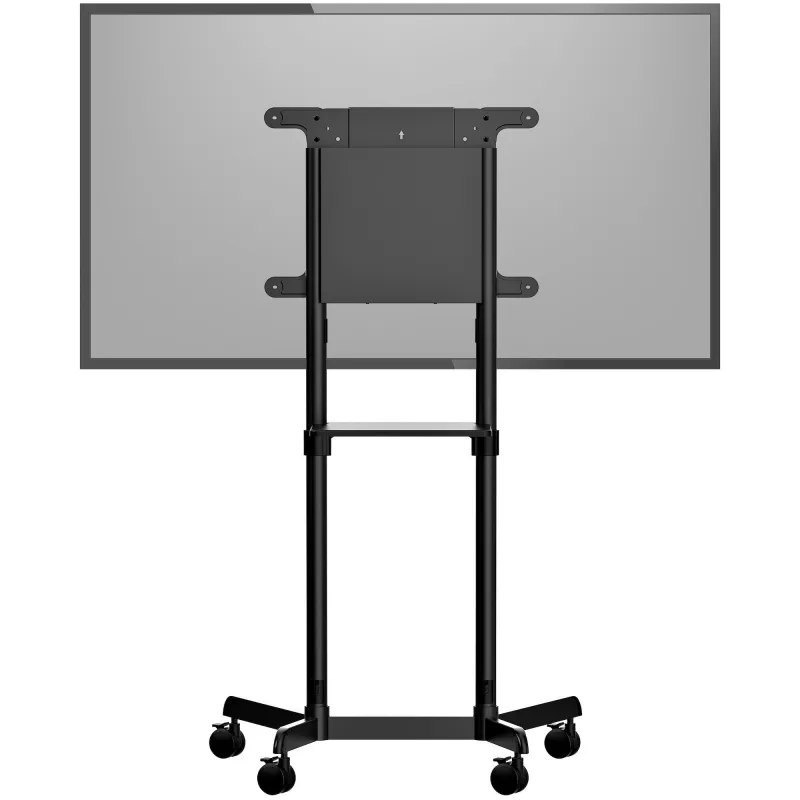 StarTech.com MBLTVSTNDEC carro móvil para TV para pantallas VESA de 37-70 pulgadas (70 kg), con estante y compartimento de almacenamiento, giratorio/inclinable, negro