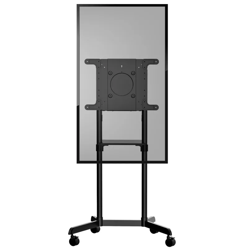 StarTech.com MBLTVSTNDEC carro móvil para TV para pantallas VESA de 37-70 pulgadas (70 kg), con estante y compartimento de almacenamiento, giratorio/inclinable, negro