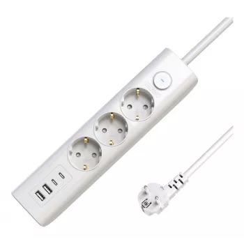Microconnect Regleta de enchufes Schuko con 3 tomas USB 1,5 m Blanco 3 tomas AC 230 V