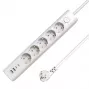 Microconnect Regleta de enchufes Schuko con 5 tomas USB y interruptor de encendido/apagado 1,5 m, Blanco
