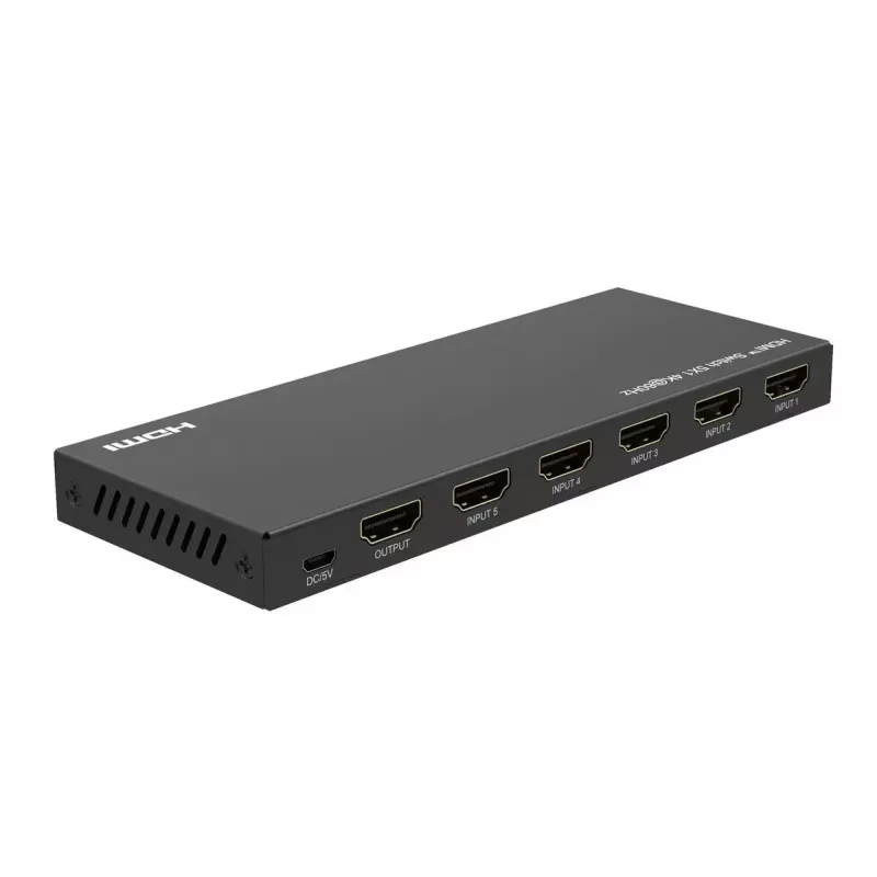 Conmutador de vídeo MicroConnect MC-HDMISWITCH0501-4K 4K 60Hz Metal Negro