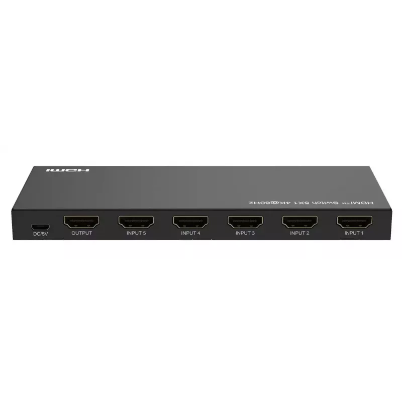 Conmutador de vídeo MicroConnect MC-HDMISWITCH0501-4K 4K 60Hz Metal Negro