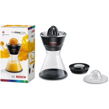 Exprimidor de cítricos Bosch MCP72GPB — exprimidor eléctrico de cítricos, acero inoxidable, depósito de zumo de 1 litro, negro