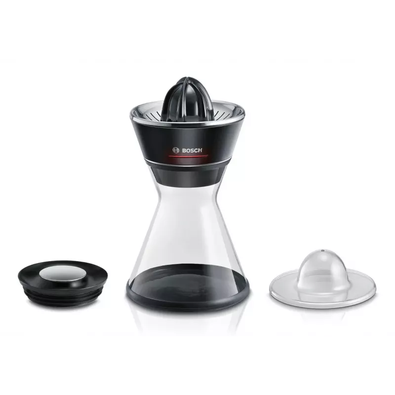 Exprimidor de cítricos Bosch MCP72GPB — exprimidor eléctrico de cítricos, acero inoxidable, depósito de zumo de 1 litro, negro