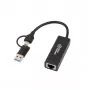 Adaptador Microconnect MC-USBACNET1G USB-C a RJ-45 0,2 m negro