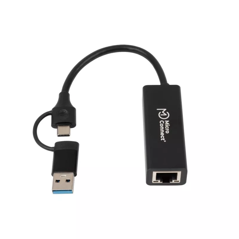 Adaptador Microconnect MC-USBACNET1G USB-C a RJ-45 0,2 m negro