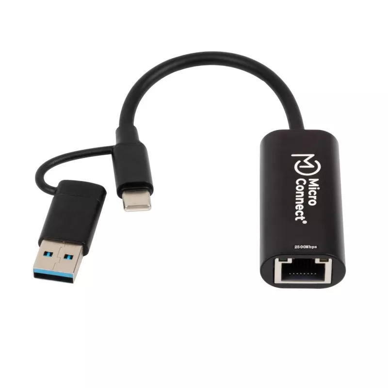 Microconnect MC-USBACNET2.5G Adaptador de cable USB C RJ-45 0,2 m negro