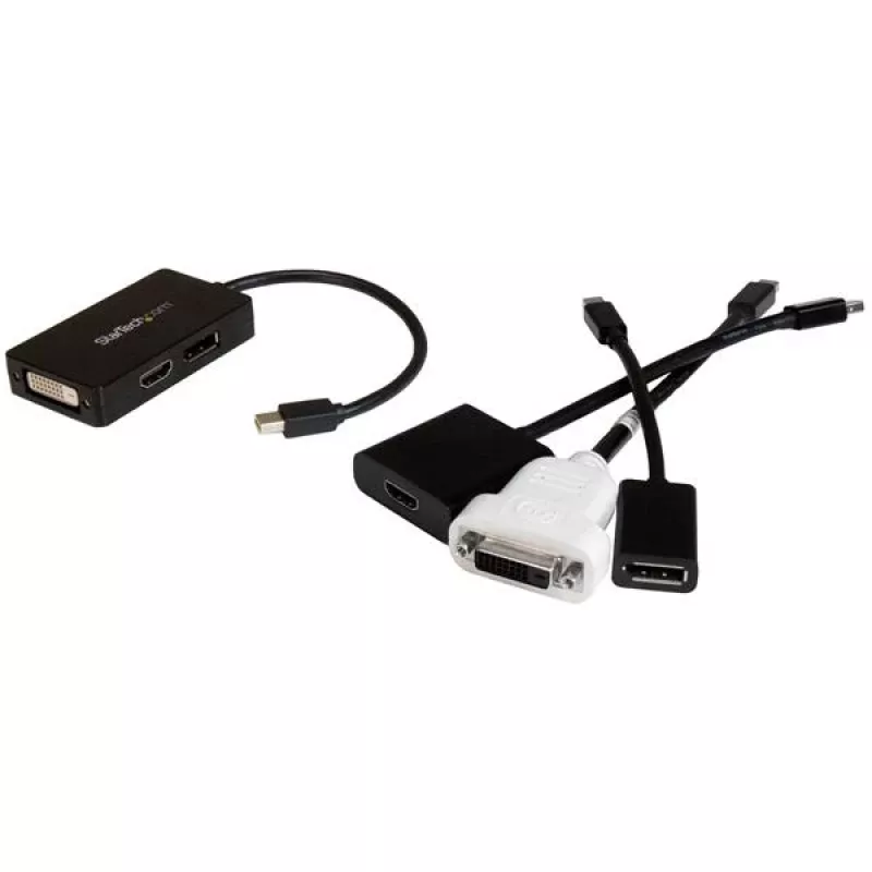 StarTech.com Adaptador A/V de viaje: convertidor 3 en 1 de Mini DisplayPort a DisplayPort, DVI o HDMI