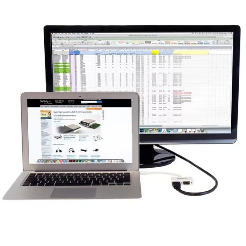StarTech.com Adaptador A/V de viaje: convertidor 2 en 1 de Mini DisplayPort a HDMI o VGA - Blanco