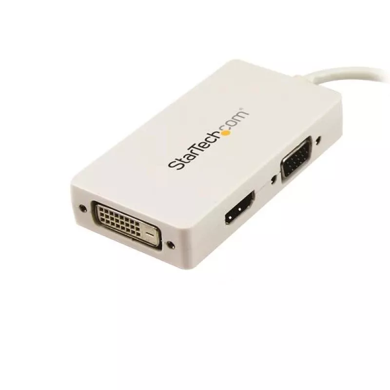 StarTech.com Adaptador A/V de viaje: convertidor 3 en 1 de Mini DisplayPort a VGA, DVI o HDMI - Blanco