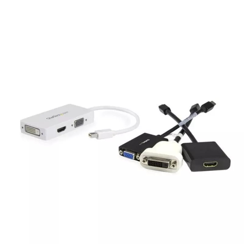 StarTech.com Adaptador A/V de viaje: convertidor 3 en 1 de Mini DisplayPort a VGA, DVI o HDMI - Blanco