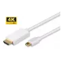 Microconnect MDPHDMI1-4K Adaptador de cable de vídeo 1 m Mini DisplayPort HDMI Type-A (estándar) Blanco
