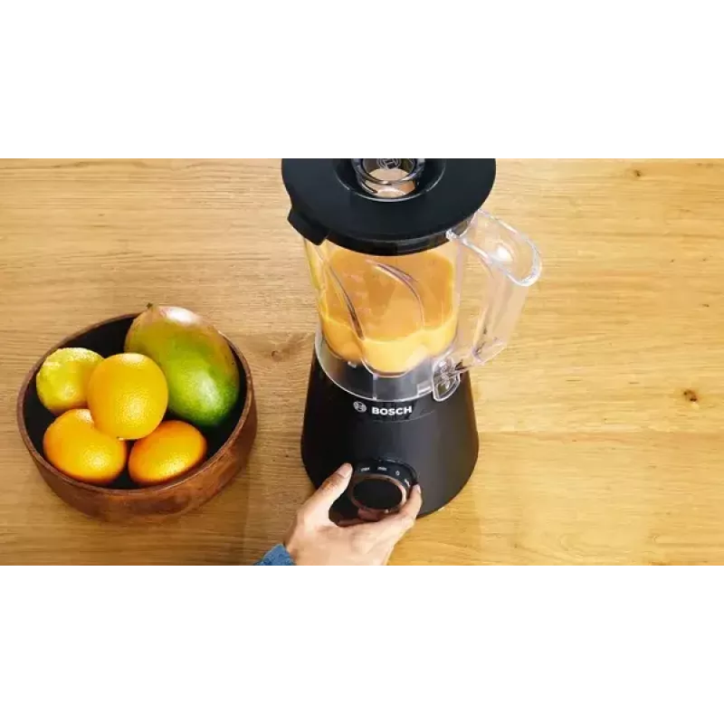 Batidora de mesa Bosch Serie 4 MMB6141B — 1200 W, 1,5 l recipiente Tritan, 2 velocidades, triturador de hielo, negro