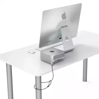 Compulocks Mac Studio Ledge Lock adaptador de bloqueo con llave cable de seguridad plateado