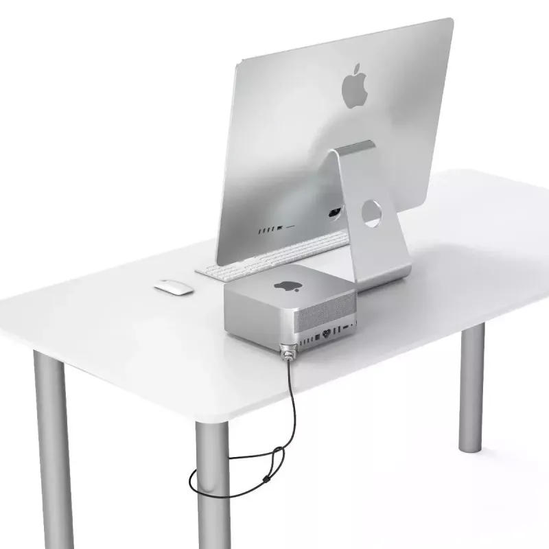Compulocks Mac Studio Ledge Lock adaptador de bloqueo con llave cable de seguridad plateado