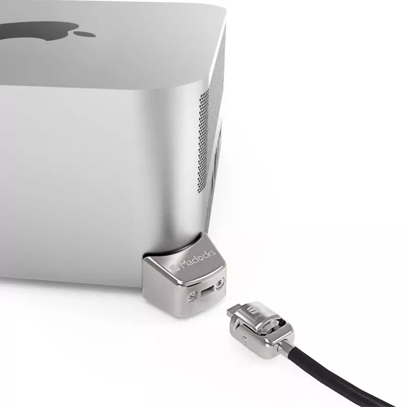 Compulocks Mac Studio Ledge Lock adaptador de bloqueo con llave cable de seguridad plateado