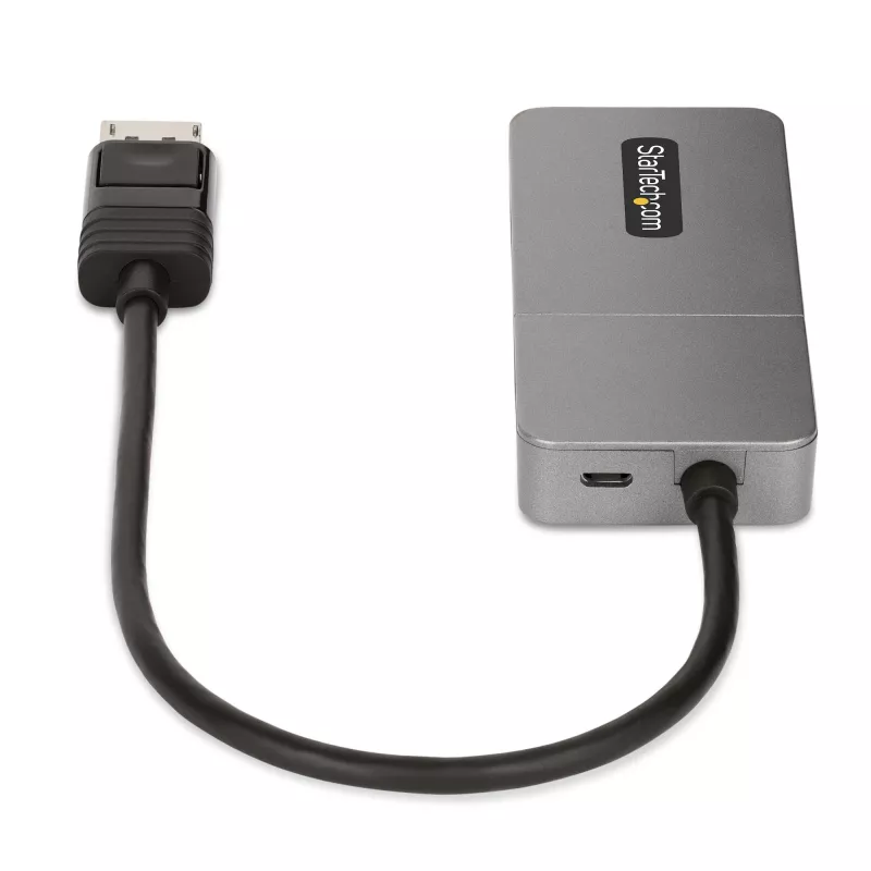 StarTech.com hub MST de 3 puertos - DisplayPort a 3x HDMI, triple monitor 4K 60Hz, adaptador de vídeo multimonitor DP 1.4, cable integrado de 30cm, alimentado por USB, solo Windows