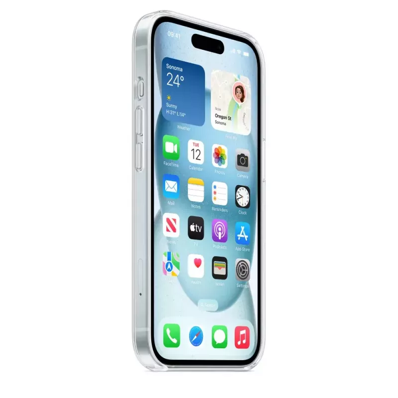 Funda protectora para iPhone 15 de Apple, MagSafe, transparente, PC, para 6,1 pulgadas