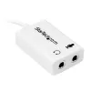 StarTech.com adaptador blanco para auriculares con conectores separados de auriculares/micrófono – 3,5 mm 4 polos a 2x 3 polos 3,5 mm M/H