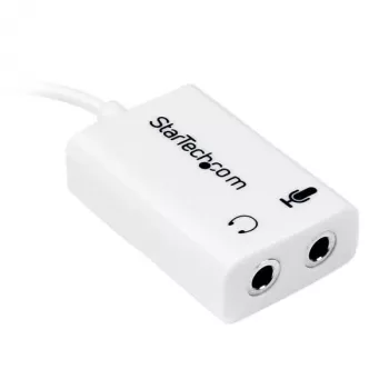 StarTech.com adaptador blanco para auriculares con conectores separados de auriculares/micrófono – 3,5 mm 4 polos a 2x 3 polos 3,5 mm M/H