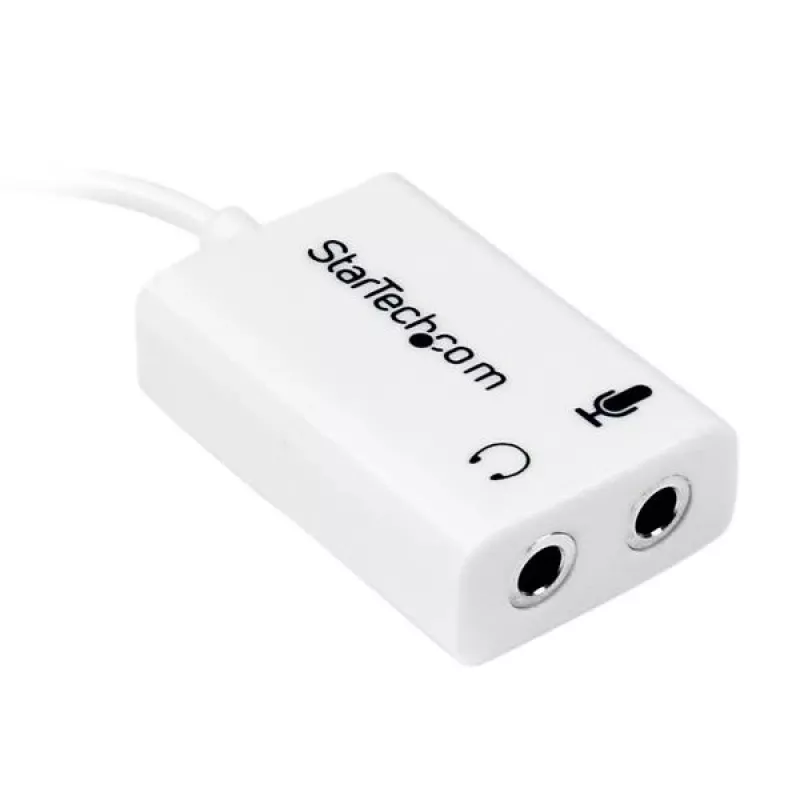 StarTech.com adaptador blanco para auriculares con conectores separados de auriculares/micrófono – 3,5 mm 4 polos a 2x 3 polos 3,5 mm M/H