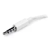 StarTech.com adaptador blanco para auriculares con conectores separados de auriculares/micrófono – 3,5 mm 4 polos a 2x 3 polos 3,5 mm M/H