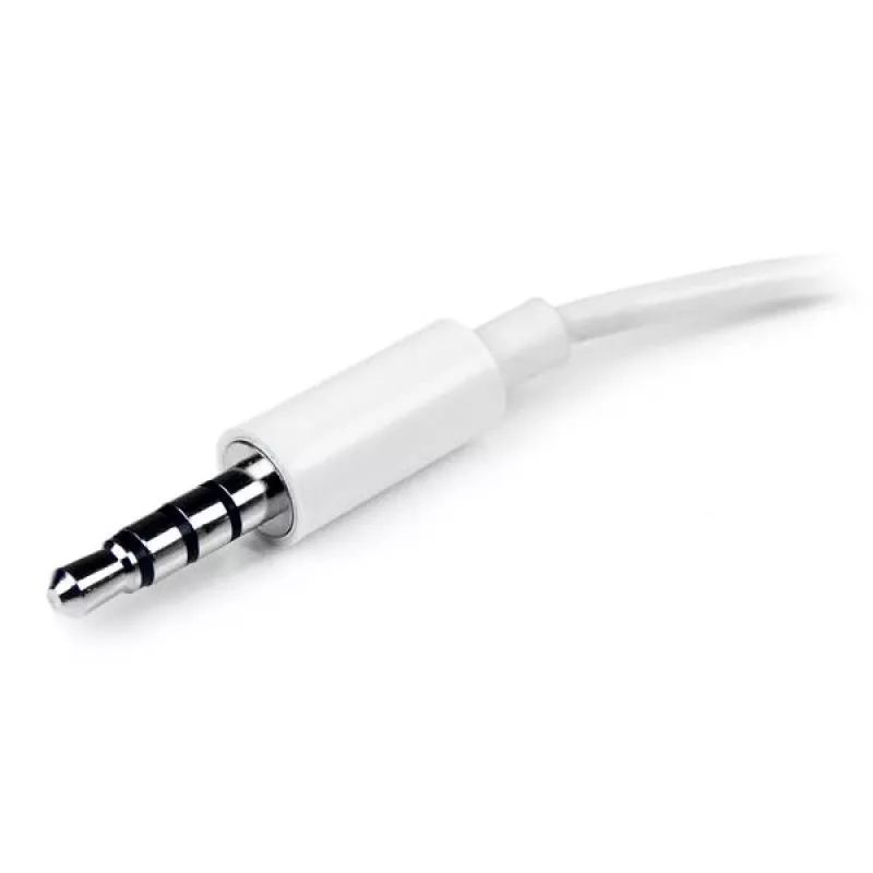 StarTech.com adaptador blanco para auriculares con conectores separados de auriculares/micrófono – 3,5 mm 4 polos a 2x 3 polos 3,5 mm M/H