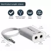 StarTech.com adaptador blanco para auriculares con conectores separados de auriculares/micrófono – 3,5 mm 4 polos a 2x 3 polos 3,5 mm M/H