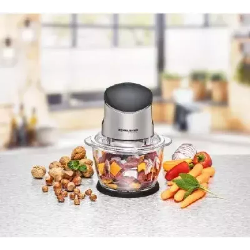 Picadora eléctrica Rommelsbacher MZ 400 — recipiente de cristal de 1,0 L, 400 W, cuchillas de acero inoxidable de 4 hojas, negra
