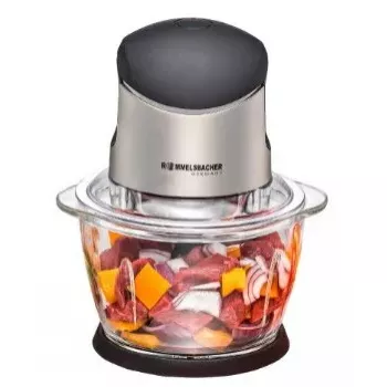 Picadora eléctrica Rommelsbacher MZ 400 — recipiente de cristal de 1,0 L, 400 W, cuchillas de acero inoxidable de 4 hojas, negra