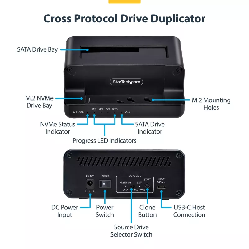 StarTech.com duplicador de unidades M.2 NVMe a SATA de 2,5/3,5