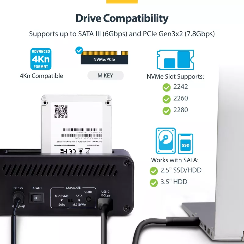 StarTech.com duplicador de unidades M.2 NVMe a SATA de 2,5/3,5
