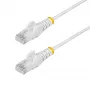 StarTech.com cable Ethernet CAT6 delgado de 15m blanco, protección de pestaña, 100W PoE, UTP, LSZH, cable de cobre desnudo puro 28AWG, cable de red/patch RJ45 delgado con alivio de tensión, probado individualmente