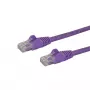 StarTech.com N6PATC10MPL Cat6 cable de conexión sin enganches, RJ45 UTP, 10 m, 650 MHz, 100W PoE, 24AWG, con protector antitirones, morado